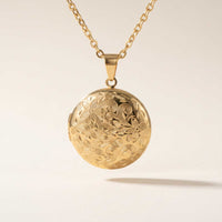 Thumbnail for Floral Round Photo Locket Necklace, view 2