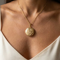 Thumbnail for Floral Round Photo Locket Necklace, view 3