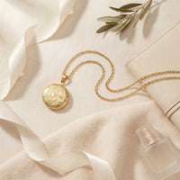 Thumbnail for Floral Round Photo Locket Necklace, view 4