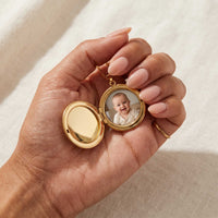 Thumbnail for Floral Round Photo Locket Necklace, view 6