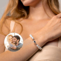 Thumbnail for Beaded Personalized Photo Bracelet - Personalized Gift - Custom Jewelry - Custom Bracelet Picture - Personalised Photo Gift Bracelet Silver Brother & Sisters
