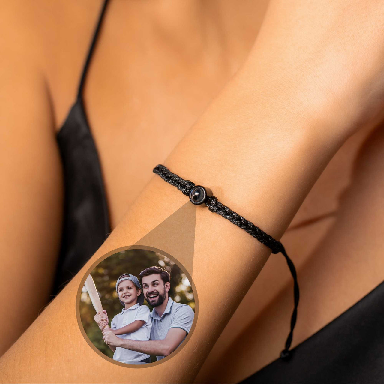 Circle Personalized Photo Bracelet - Personalized Gift - Custom Jewelry For Her & Him - Custom Bracelet Picture - Personalised Photo Gift Bracelet Black / Black Brother & Sisters