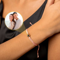 Thumbnail for Circle Personalized Photo Bracelet - Personalized Gift - Custom Jewelry For Her & Him - Custom Bracelet Picture - Personalised Photo Gift Bracelet Pink / Gold Brother & Sisters