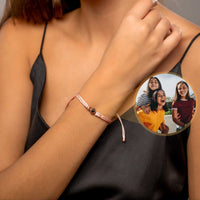 Thumbnail for Circle Personalized Photo Bracelet - Personalized Gift - Custom Jewelry For Her & Him - Custom Bracelet Picture - Personalised Photo Gift Bracelet Pink / Rose Gold Brother & Sisters
