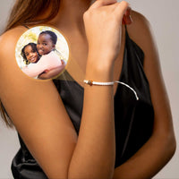 Thumbnail for Circle Personalized Photo Bracelet - Personalized Gift - Custom Jewelry For Her & Him - Custom Bracelet Picture - Personalised Photo Gift Bracelet White / Rose Gold Brother & Sisters