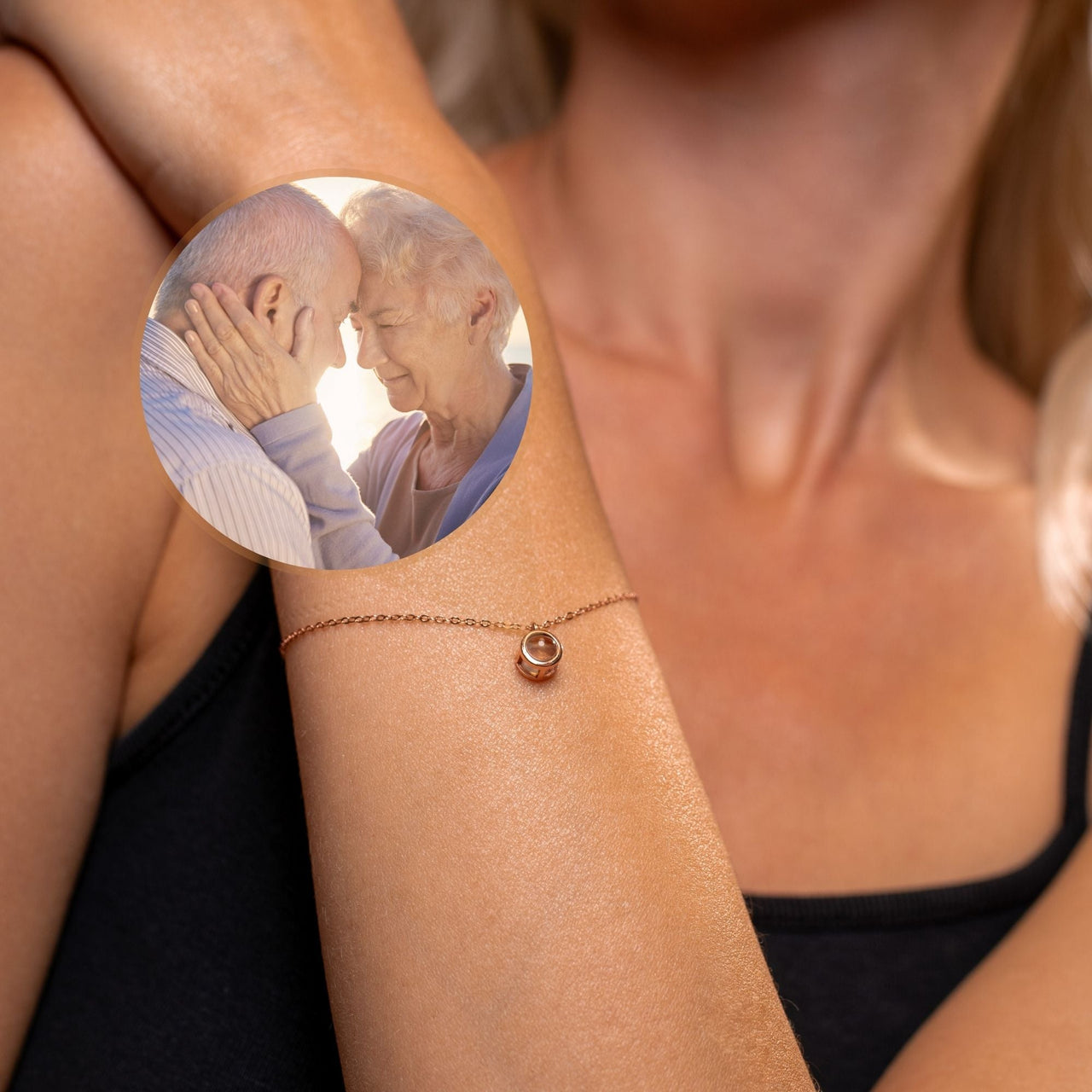 Circular Personalized Photo Bracelet - Personalized Gift - Custom Jewelry For Her - Custom Bracelet Picture - Personalised Photo Gift Bracelet Rose Gold Brother & Sisters