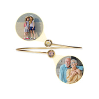 Thumbnail for Double Photo Bangle - Personalised Bracelet - Photo Bracelet - Picture Bracelet - Womens Bracelet Bracelet Gold Brother & Sisters