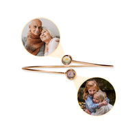 Thumbnail for Double Photo Bangle - Personalised Bracelet - Photo Bracelet - Picture Bracelet - Womens Bracelet Bracelet Rose Gold Brother & Sisters