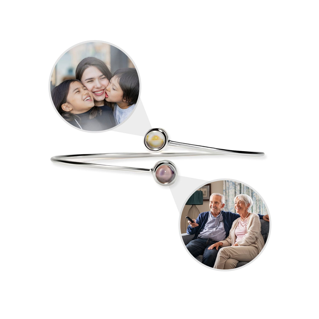 Double Photo Bangle - Personalised Bracelet - Photo Bracelet - Picture Bracelet - Womens Bracelet Bracelet Silver Brother & Sisters