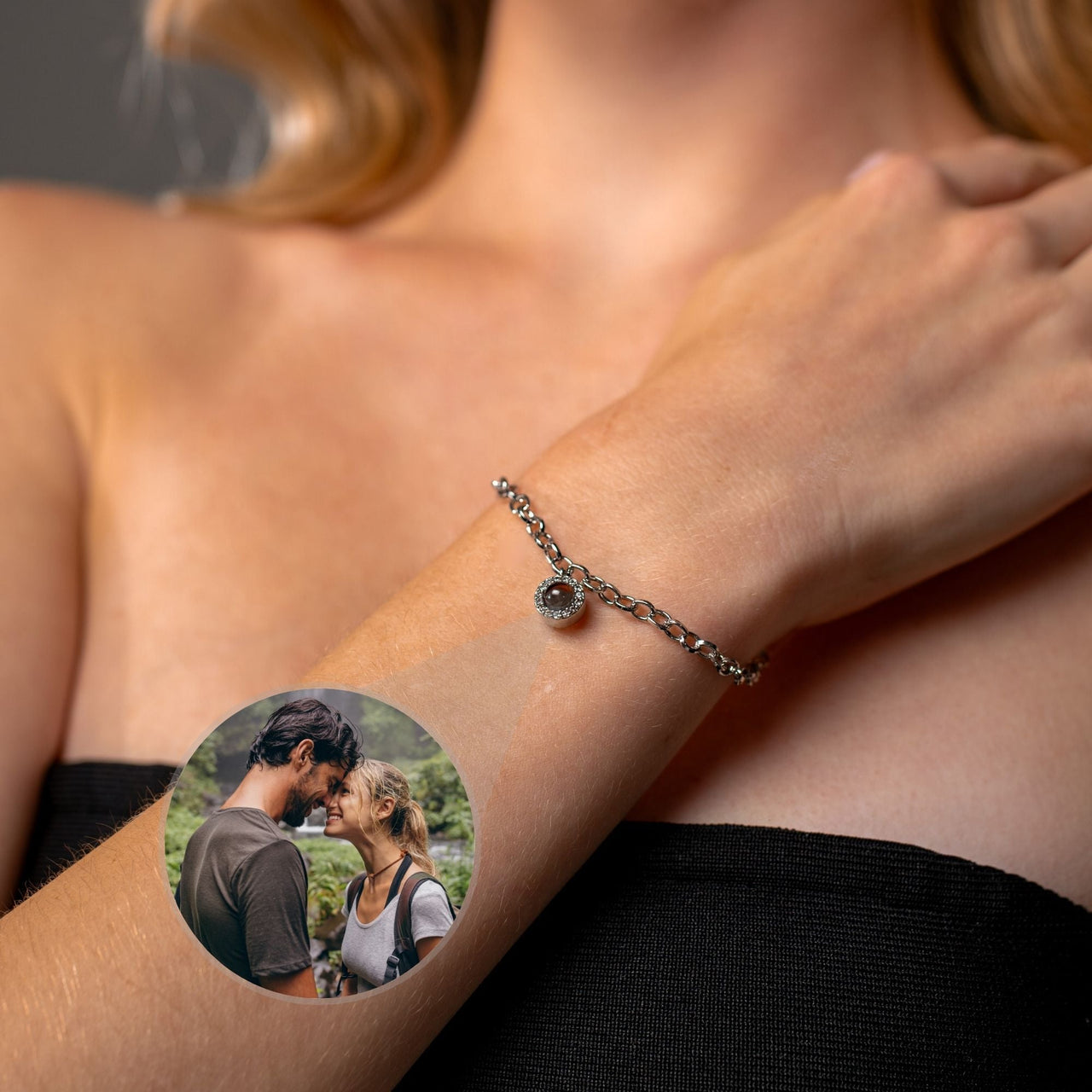 Halo Personalized Photo Bracelet - Personalized Gift for Women - Custom Jewelry For Her - Custom Bracelet Picture - Personalised Photo Gift Bracelet Brother & Sisters