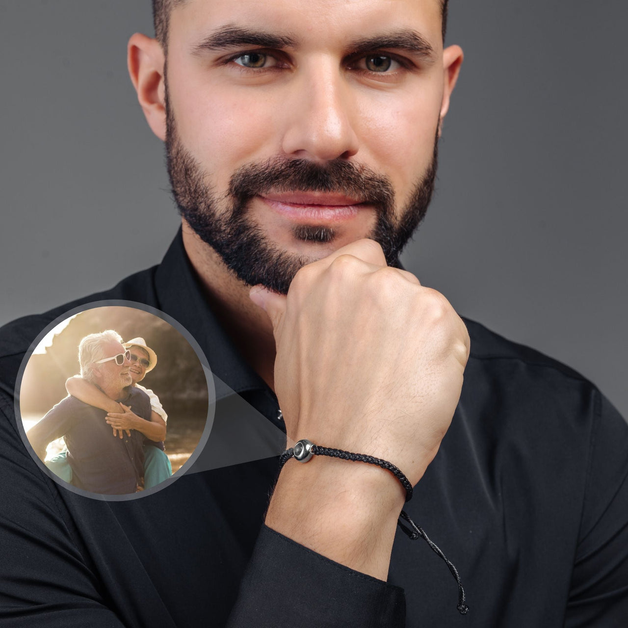 Man Bracelet - Men's Personalised Bracelet - Classic Personalized Photo Bracelet - Personalized Gift for Men - Custom Jewelry for Him - Custom Bracelet Picture - Personalised Photo Gift Bracelet Brother & Sisters