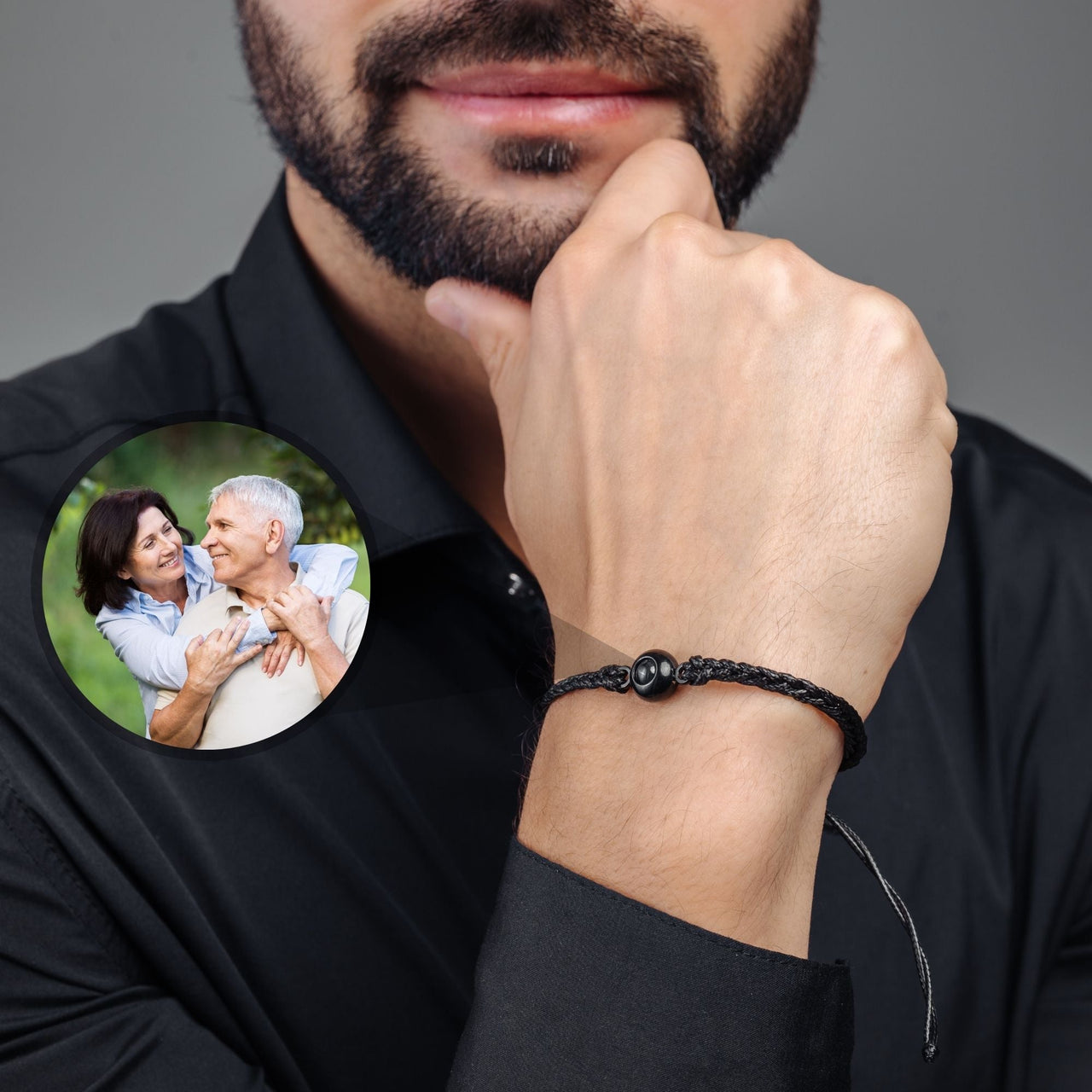Man Bracelet - Men's Personalised Bracelet - Classic Personalized Photo Bracelet - Personalized Gift for Men - Custom Jewelry for Him - Custom Bracelet Picture - Personalised Photo Gift Bracelet Brother & Sisters