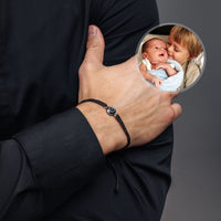 Thumbnail for Man Bracelet - Men's Personalised Bracelet - Classic Personalized Photo Bracelet - Personalized Gift for Men - Custom Jewelry for Him - Custom Bracelet Picture - Personalised Photo Gift Bracelet Black / Silver Brother & Sisters