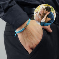 Thumbnail for Man Bracelet - Men’s Personalised Bracelet - Personalized Gift - Custom Jewelry For Him - Custom Bracelet Picture - Personalised Photo Gift Bracelet Blue / Gold Brother & Sisters