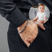 Thumbnail for Man Bracelet - Men’s Personalised Bracelet - Steel Personalized Photo Bracelet - Personalized Gift for Men - Custom Jewelry for Him - Custom Bracelet Picture - Personalised Photo Gift Bracelet Silver Brother & Sisters