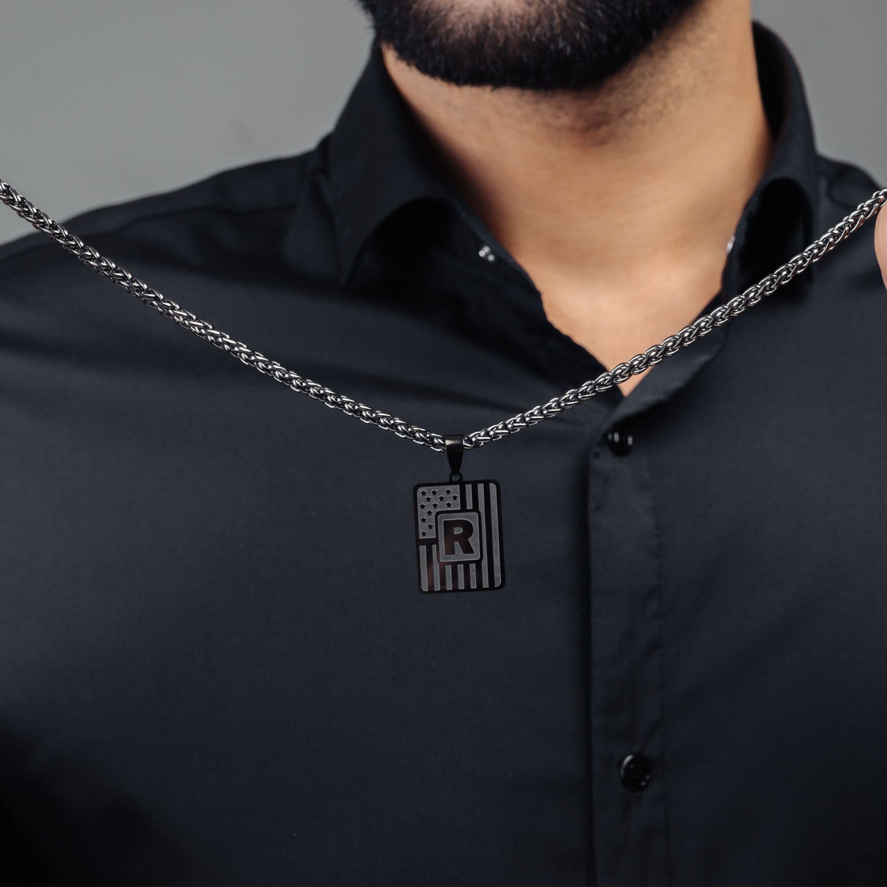 Man Necklace - Initial Necklace - Military Letter Necklace - Mens Chain Necklace Necklace Brother & Sisters