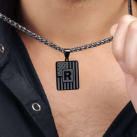 Thumbnail for Man Necklace - Initial Necklace - Military Letter Necklace - Mens Chain Necklace Necklace Brother & Sisters