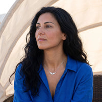 Thumbnail for Profile view of a woman wearing the silver necklace | SKU: 42002-silver