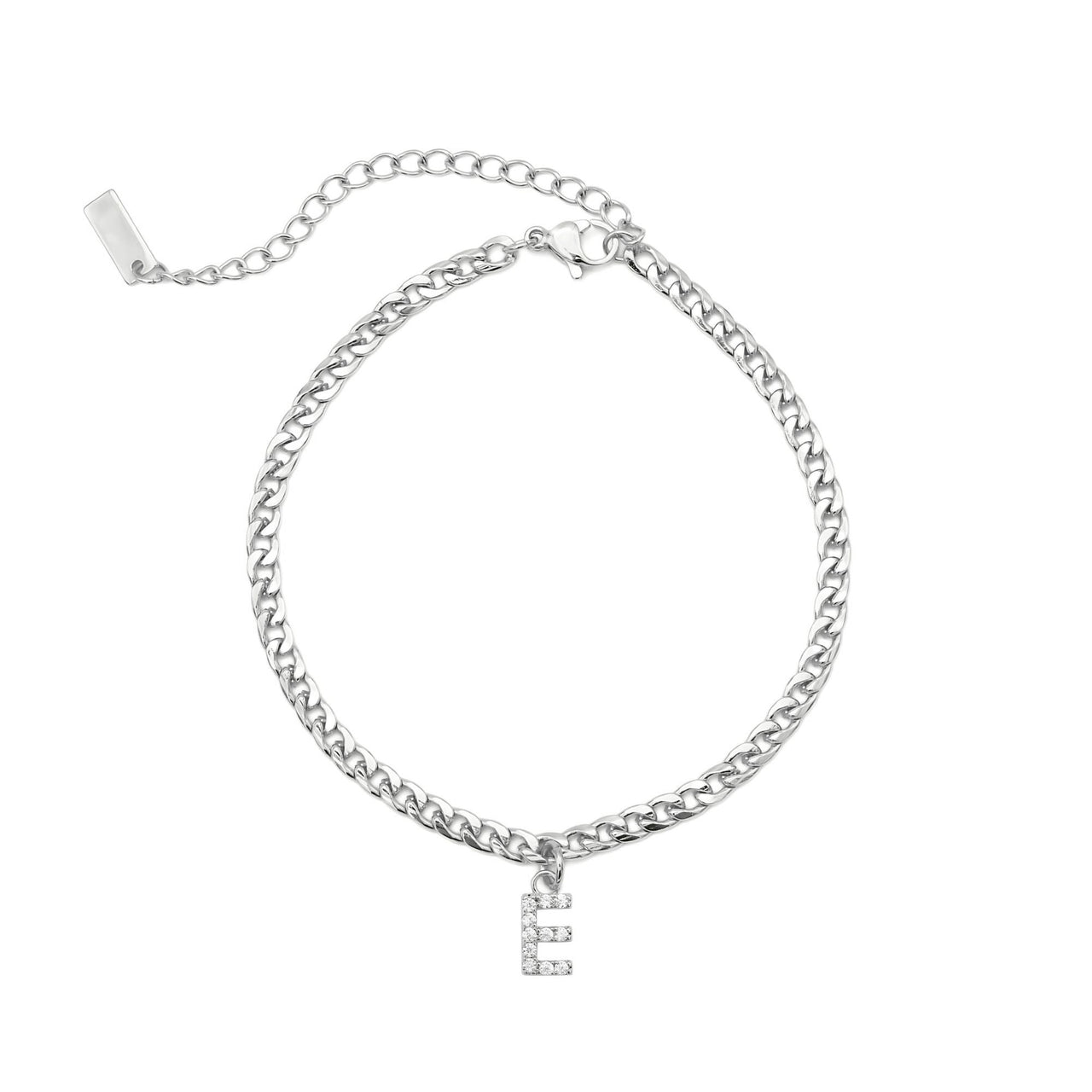Silver Initial Anklet - Ankle Bracelet - Anklet for Women - Silver Leg Bracelet Anklet E Brother & Sisters