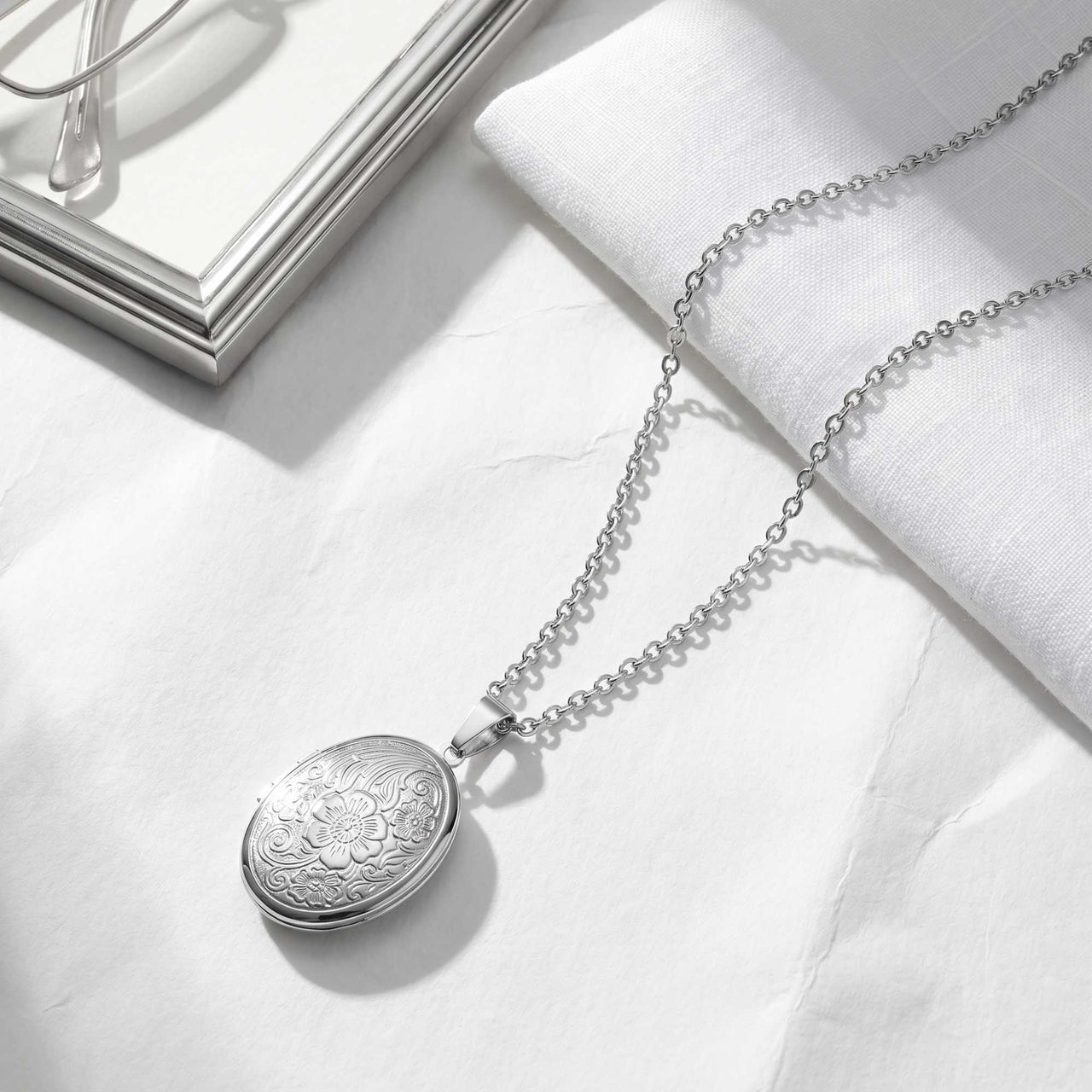 Floral Photo Locket Necklace