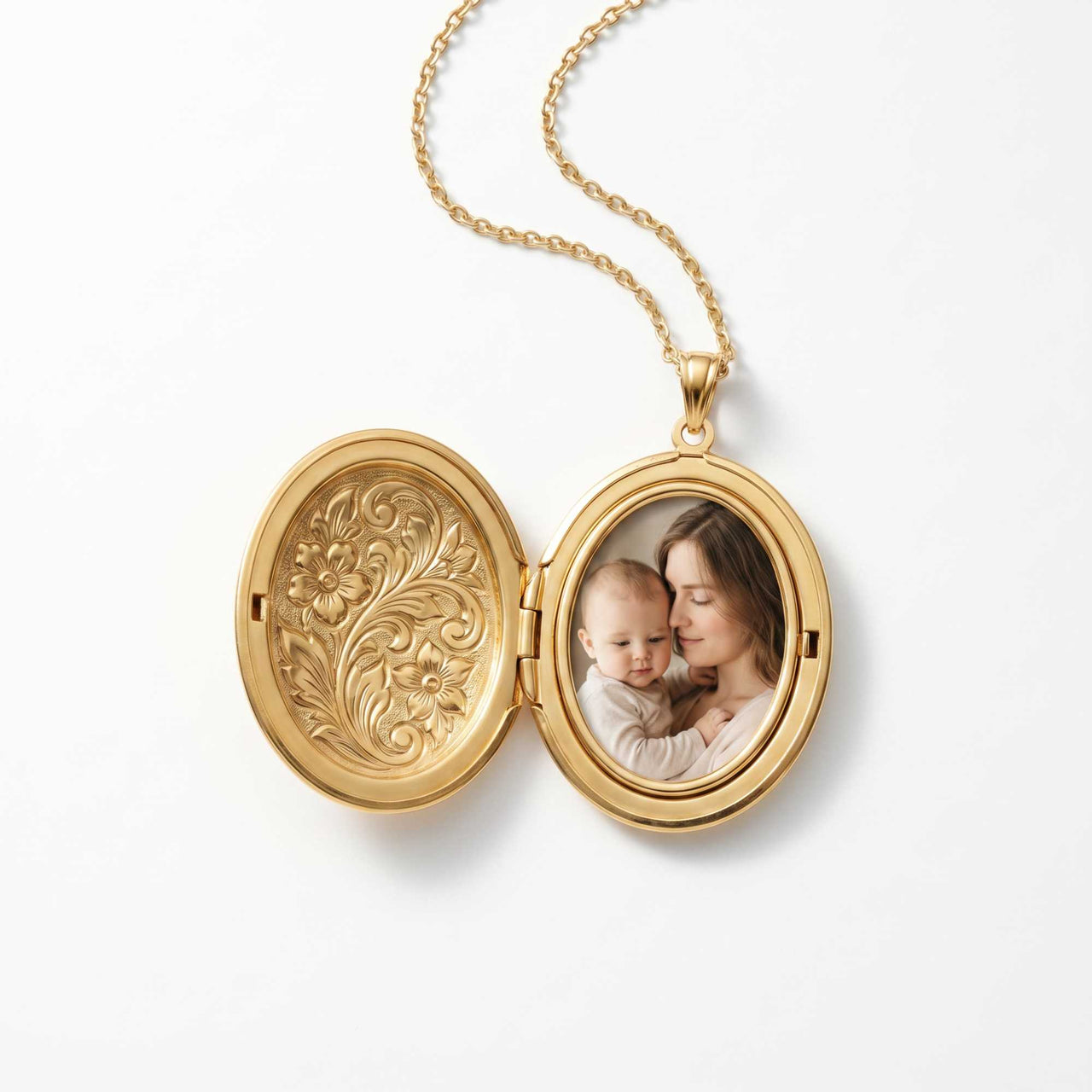 Floral Photo Locket Necklace