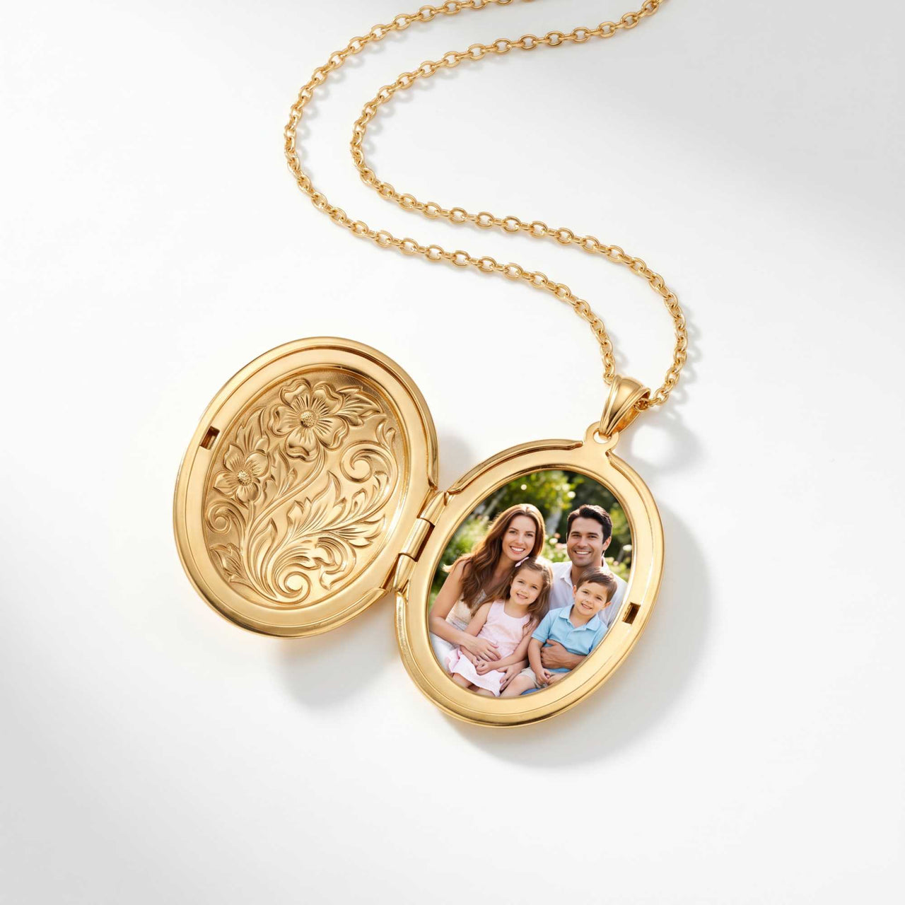 Floral Photo Locket Necklace