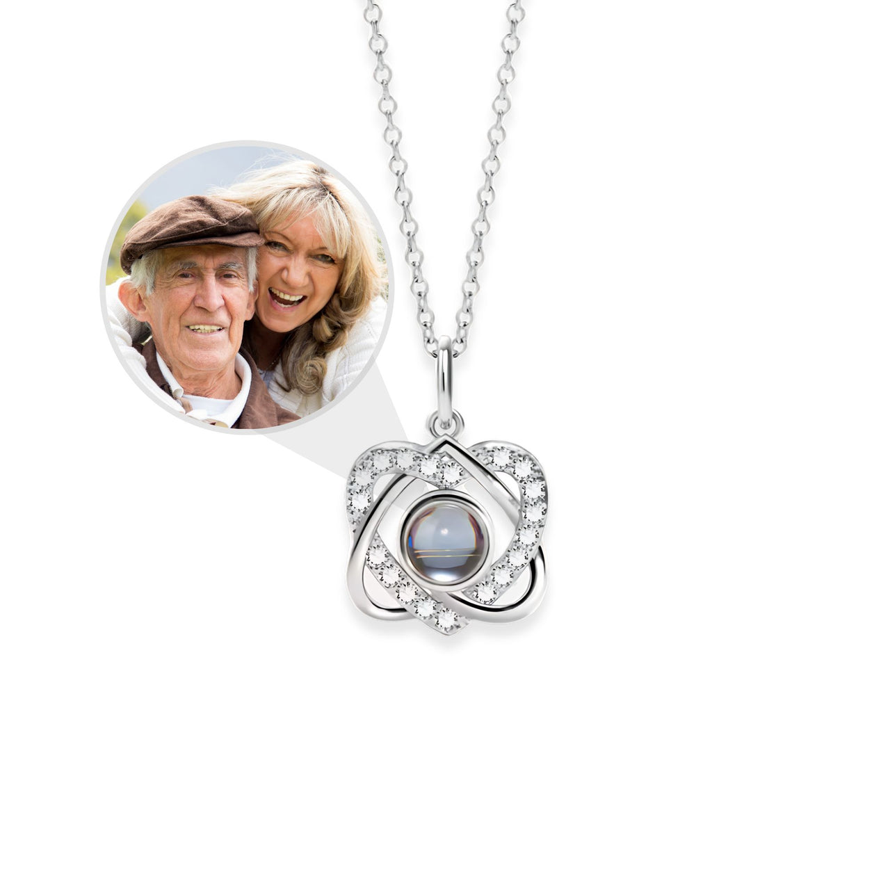 Double Heart Photo Necklace