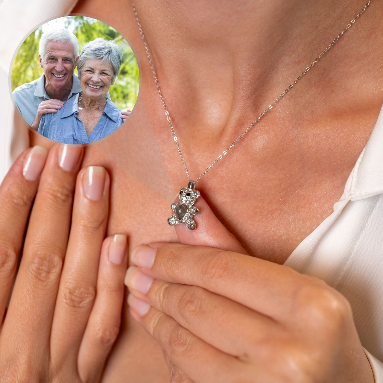 Teddy Bear Photo Necklace