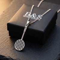 Thumbnail for Badminton Racket Necklace Silver – in the Brother & Sisters gift box | Brother & Sisters | SKU: White Gold