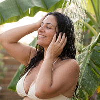 Thumbnail for Engagement Ring & Crystals in rose gold worn in an outdoor shower | SKU: 25535394-6-rose-gold