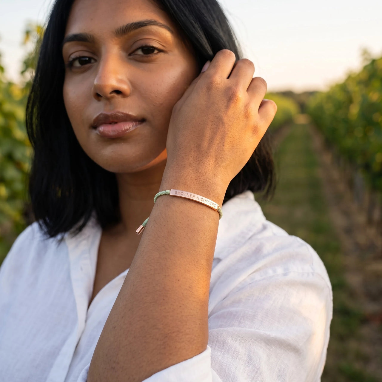Adjustable bracelet — worn, everyday gesture, rose gold | SKU: lanature-rg