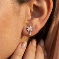 Thumbnail for Palm tree stud earrings — close-up of the details, rose gold | SKU: 10287609-rose-gold-color