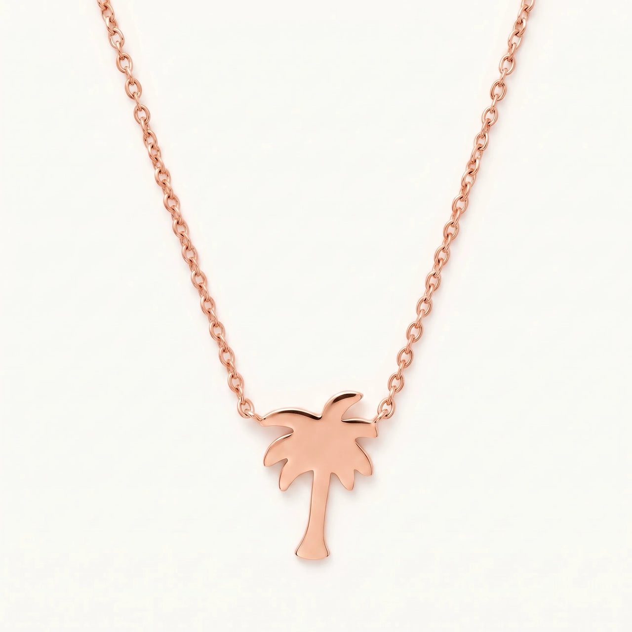 Palm tree necklace — product photo on a white background, rose gold | SKU: 8732822-rose-gold-color