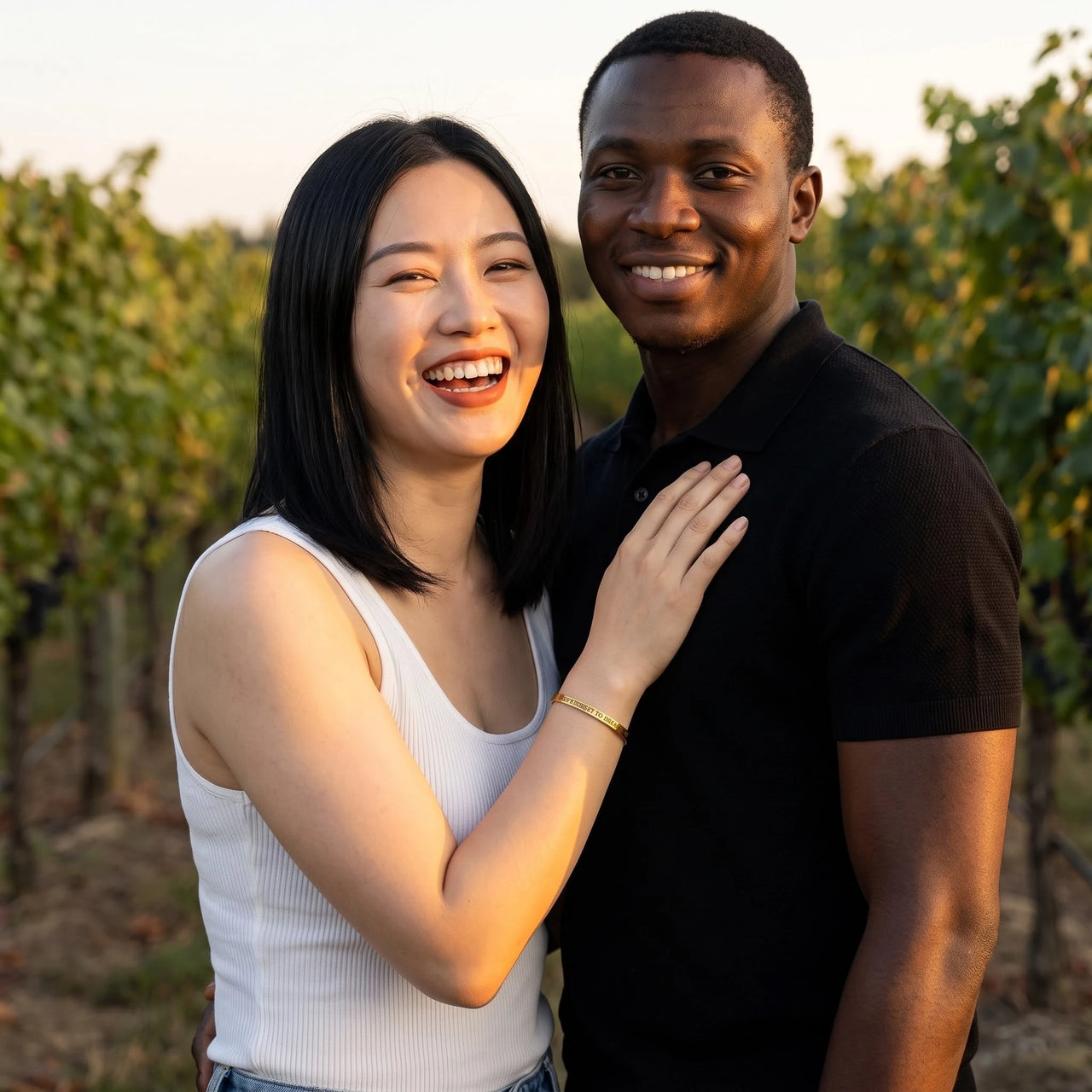 Cuff bracelet — worn by a couple, gold | SKU: nftd-g