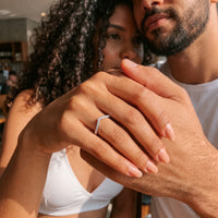 Thumbnail for A couple holding hands, she wears the silver ring | SKU: 10645547-4.5-silver
