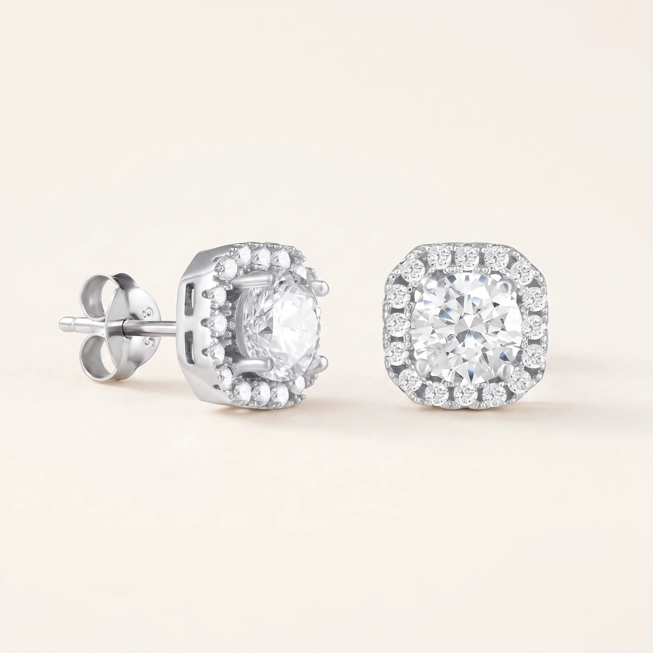 Square stud earrings — product photo on a white background, silver | SKU: 505263