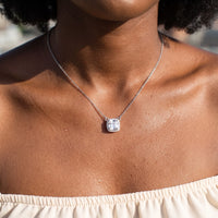 Thumbnail for Cushion cut necklace — close-up of the details, silver | SKU: 505721